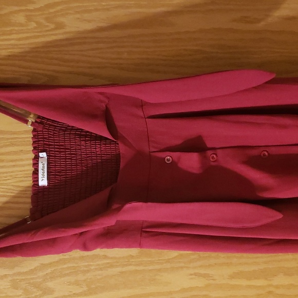 NWT Burgendy Tie Front Fit and Flare Button Down Sundress - Picture 8 of 11